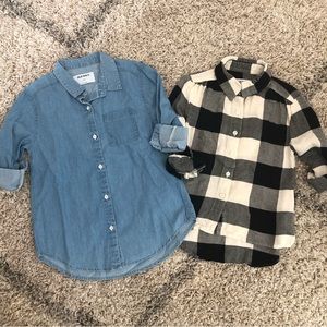 Old Navy girls button downs bundle of 2 chambray & Buffalo plaid size XS 5 NWT